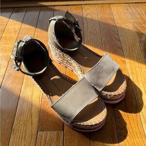 Dolce Vita Gray Snakeskin Platform Sandals